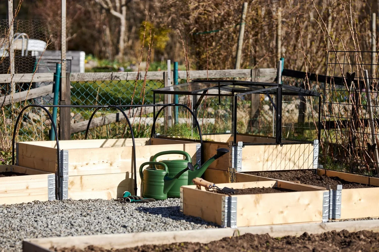 HuertoBox planters in early spring